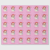 Roze Kerstman Gepersonaliseerde Meisjes Kerstmis Cadeaupapier (Vlak)