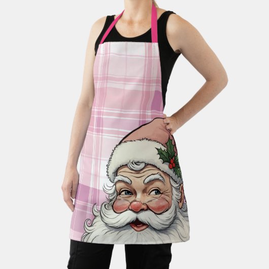 Roze Kerstman geruite Kerstmis Schort (Insitu)
