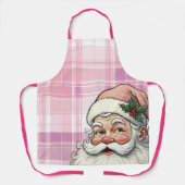 Roze Kerstman geruite Kerstmis Schort (Voorkant)