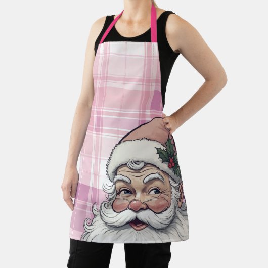 Roze Kerstman geruite Kerstmis Schort (Insitu)
