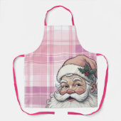 Roze Kerstman geruite Kerstmis Schort (Voorkant)