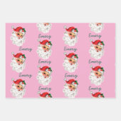 Roze Kerstman Gezicht Aangepaste Kerstvakantie Ker Inpakpapier Vel (Voorkant 3)
