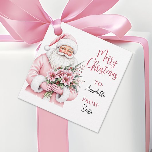 Roze Kerstman Gift Label Sticker