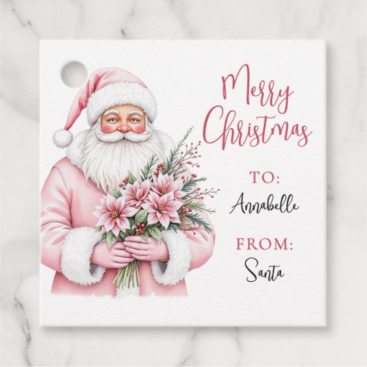 Roze Kerstman Gift Label Sticker (Voorkant)