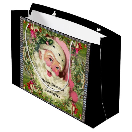  roze kerstman groot cadeauzakje (Achterkant Gekanteld)