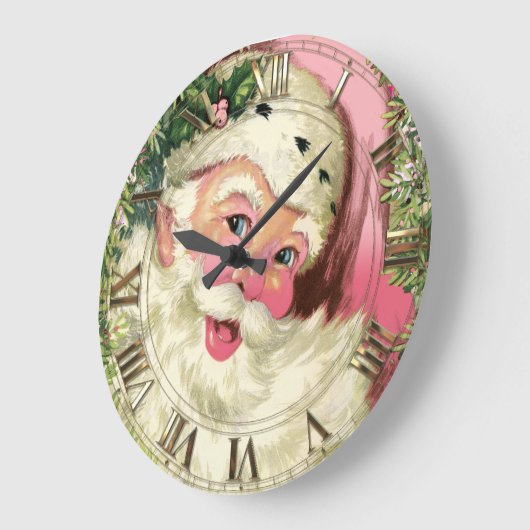  roze kerstman grote klok (Hoek)