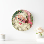 roze kerstman grote klok (Huis)