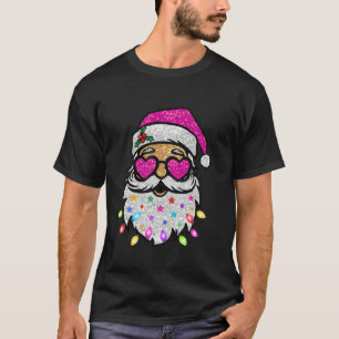 Roze Kerstman Hart Zonnebril Sparkly Print C T-shirt