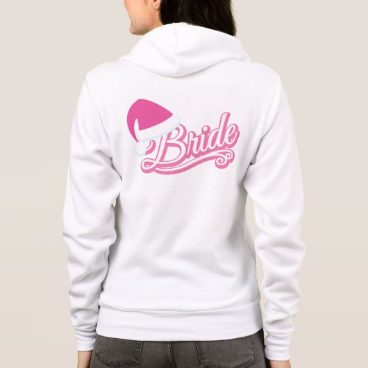 Roze kerstman hoed bruid sweat shirt wit (Achterkant)