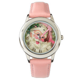  roze kerstman horloge