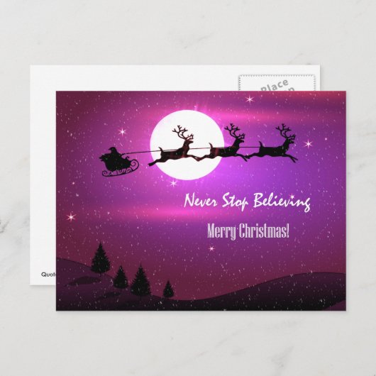 Roze Kerstman houdt nooit op met geloven in vrolij Feestdagenkaart (Voorkant / Achterkant)