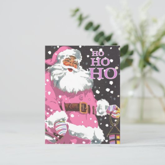 Roze Kerstman Kaart (Staand voorkant)