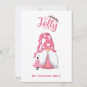 Roze Kerstman Kabouter Jolly Feestdagenkaart (Voorkant)