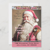 Roze Kerstman Keeping Time Kerstfeest Kaart (Voorkant)