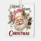 roze kerstman keramisch ornament (Links)