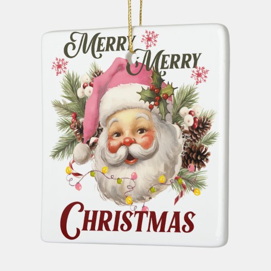  roze kerstman keramisch ornament (Links)