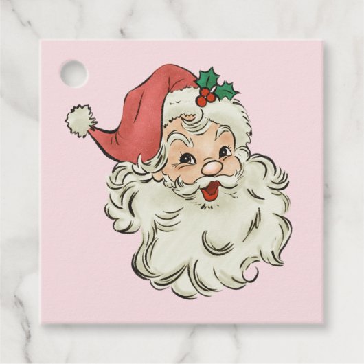 Roze  kerstman, kerst bedankjes labels (Voorkant)