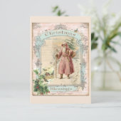 Roze Kerstman Kerst Victoriaans Stijl Bedankkaart (Staand voorkant)
