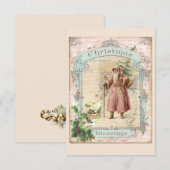 Roze Kerstman Kerst Victoriaans Stijl Bedankkaart (Voorkant / Achterkant)