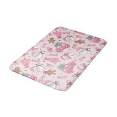 Roze Kerstman Kerstbadmat Badmat (Gekanteld)