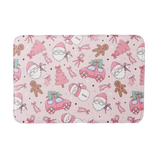 Roze Kerstman Kerstbadmat Badmat (Voorkant)