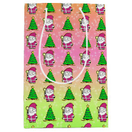 Roze Kerstman & Kerstboom Medium Cadeauzakje