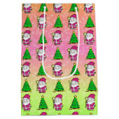 Roze Kerstman & Kerstboom Medium Cadeauzakje (Achterkant)