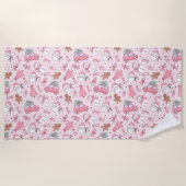 Roze kerstman kerstfeest strandlaken (Voorkant)