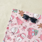 Roze kerstman kerstfeest strandlaken (In situ)