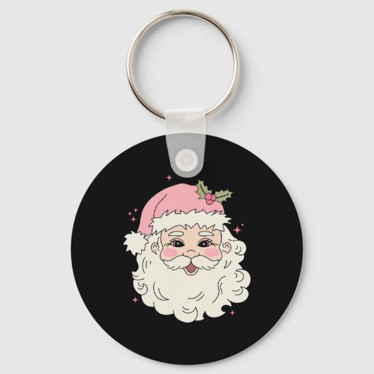  Roze Kerstman Kerstman Vrolijk Kerstfeest Vrouwen Sleutelhanger (Voorkant)