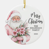 Roze Kerstman Kerstmis Keramisch Ornament (Voorkant)