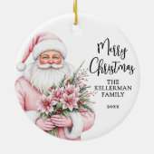 Roze Kerstman Kerstmis Keramisch Ornament (Achterkant)