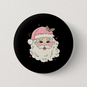 Roze Kerstman Kerstmis Merry Xmas Dames Ronde Button 5,7 Cm