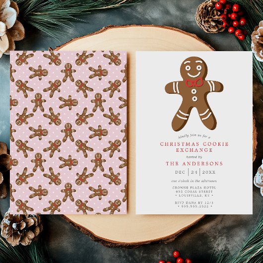 Roze kerstman koek uitwisselen Kerstmis Kaart