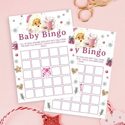 Roze Kerstman Koekje Baby shower Bingo Spel Kaart