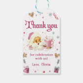 Roze Kerstman Koekje Verjaardagsfeest Cadeaulabel (Achterkant)