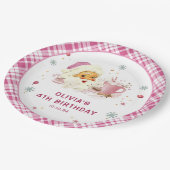 Roze Kerstman Koekje Verjaardagsfeest Papieren Bordje (Gekanteld)