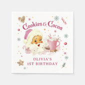 Roze Kerstman Koekje Verjaardagsfeest Servet (Voorkant)
