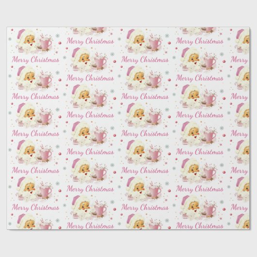 Roze Kerstman Koekjespartij Verpakkingsdocument Cadeaupapier (Vlak)