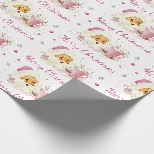 Roze Kerstman Koekjespartij Verpakkingsdocument Cadeaupapier (Hoek)