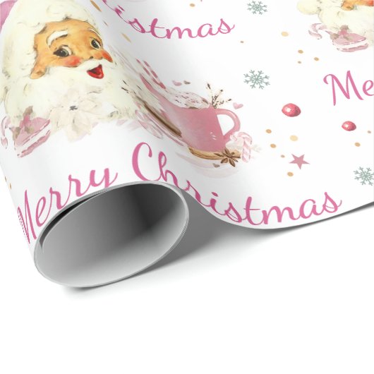 Roze Kerstman Koekjespartij Verpakkingsdocument Cadeaupapier (Rol Hoek)