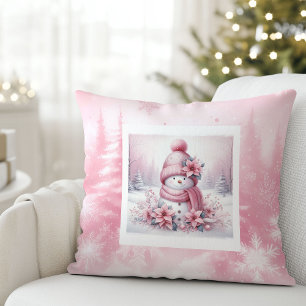 Roze Kerstman Kussen Winter Bos Decoratie
