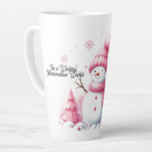 Roze Kerstman Marshmallow Wereld Latte Mok
