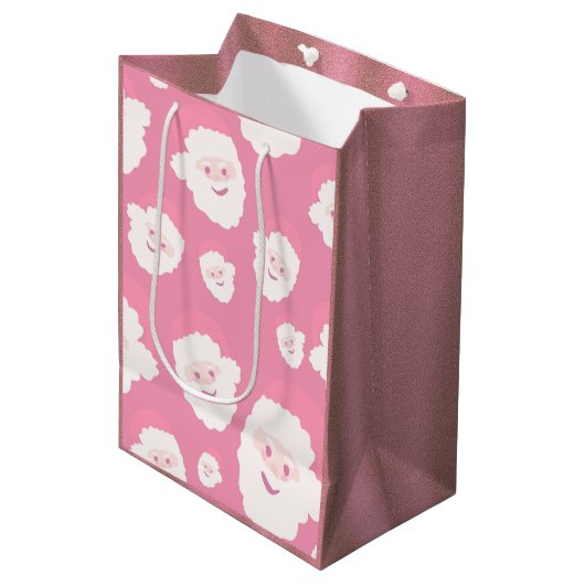 Roze kerstman medium cadeauzakje (Voorkant Gekanteld)