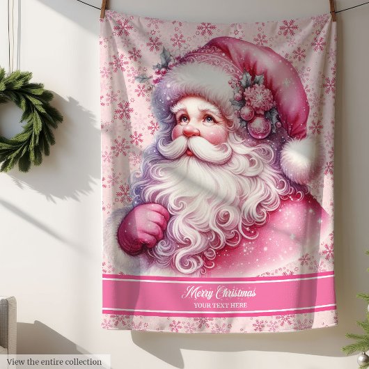 Roze Kerstman Meisjes Deken Custom Pinkmas