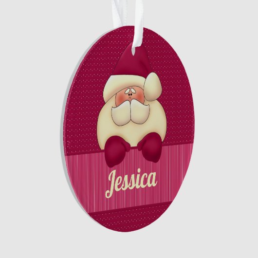 Roze kerstman met naam ornament (voorkant)