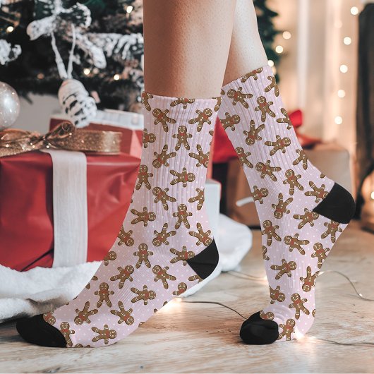 Roze kerstman met polka stippen Kerstmis Sokken