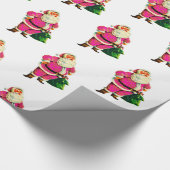 Roze Kerstman met witte kerst Cadeaupapier (Hoek)