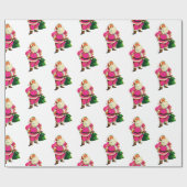 Roze Kerstman met witte kerst Cadeaupapier (Vlak)