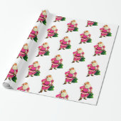 Roze Kerstman met witte kerst Cadeaupapier (Uitgerold)